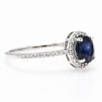 Zonder minimumprijs - Ring Platina - 1.36ct. tw. Saffier -, Handtassen en Accessoires, Ringen, Nieuw