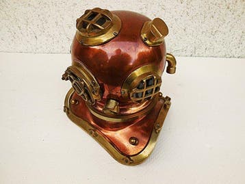 Duikhelm - koper-messing - marine duikbel, Antiek en Kunst