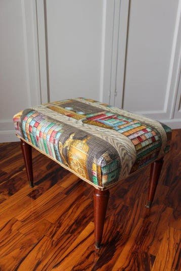 Pouf - Repose-pieds avec tissu vintage Fornasetti - Bois,