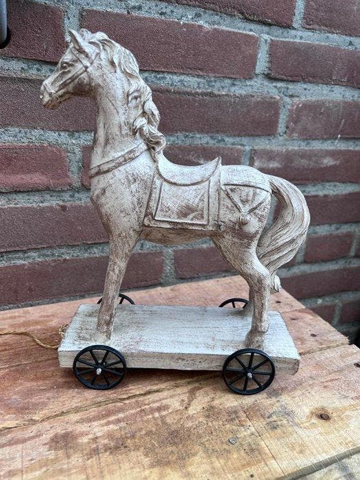 Decoratief ornament - Paard op wielen, Antiek en Kunst, Kunst | Designobjecten