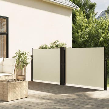 vidaXL Windscherm uittrekbaar 140x1200 cm crèmekleurig, Verzenden