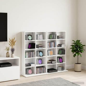 vidaXL CD Kast 2 st Wit 65 x 23,5 x 97,5 cm Bewerkt hout, Verzenden