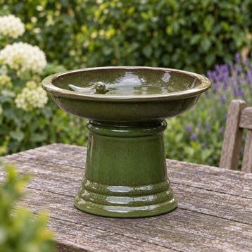 Vogelbad - Terracotta - Geglazuurd in diepgroen
