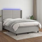 vidaXL Boxspring met matras en LED stof lichtgrijs 140x200, Verzenden, Nieuw