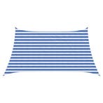 vidaXL Zonneschaduwzeil Blauw en Wit 3 / 4 x 2 m HDPE, Verzenden