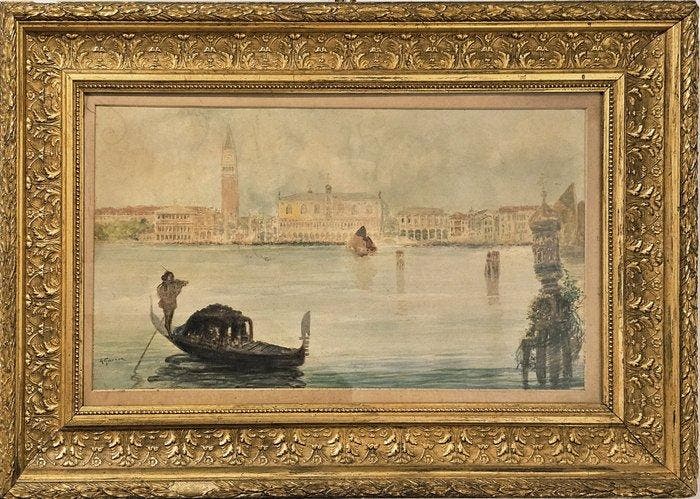 École italienne (XIX) - Veduta di Venezia, Antiquités & Art, Art | Peinture | Classique