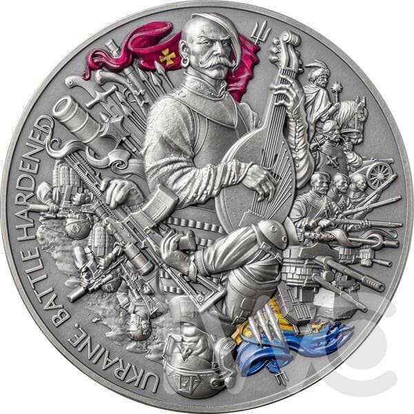 Ghana. 10 Cedis 2024 Ukraine. Battle Hardened, 2 Oz, Antique, Postzegels en Munten, Munten | Europa | Niet-Euromunten