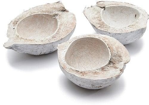Kokosnoot White Wash halve 15-20 cm per stuk, Maison & Meubles, Accessoires pour la Maison | Plantes & Fleurs artificielles