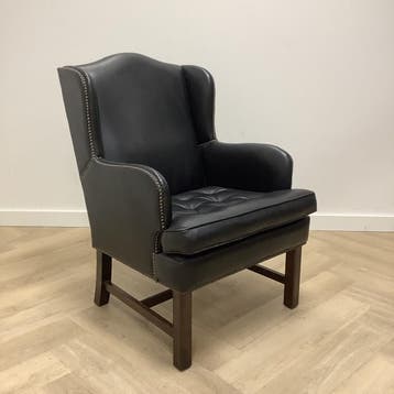 vintage Arne Norell leren fauteuil, zwart, Gebruikt, Zwart, Eén