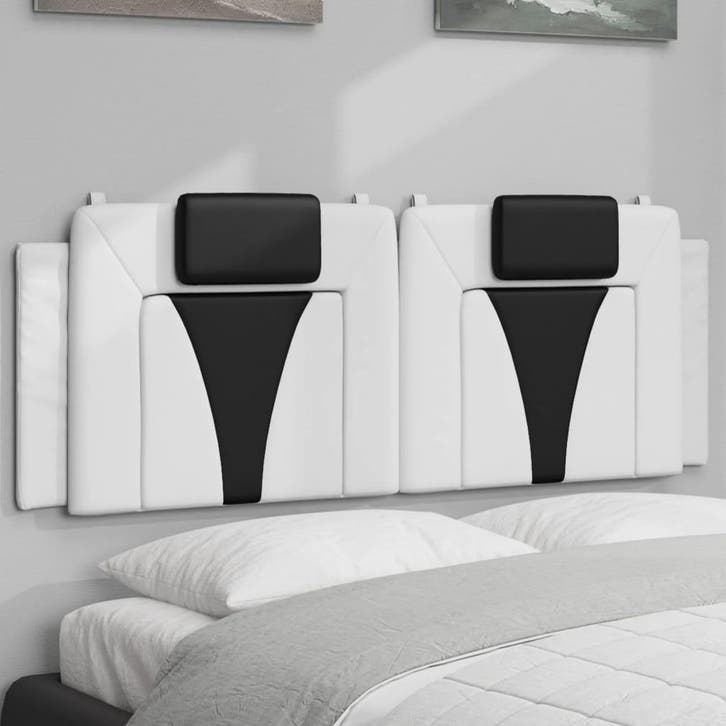 vidaXL Hoofdbordkussen Viana 140 cm kunstleer wit en zwart, Huis en Inrichting, Slaapkamer | Bedden, Nieuw, Verzenden