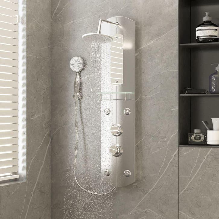 vidaXL Douchepaneel 25x43x110 cm zilverkleurig, Doe-het-zelf en Bouw, Sanitair, Nieuw, Verzenden