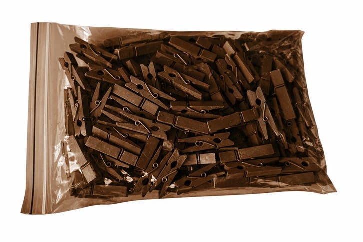 Set van 100 kleine wasknijpers van hout (35 mm, bruin), Doe-het-zelf en Bouw, Gereedschap | Overige machines, Nieuw, Verzenden