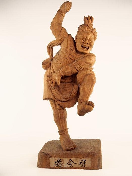 Mekira Taish  – Dynamic Japanese Wooden Statue of the, Antiquités & Art, Antiquités | Autres Antiquités