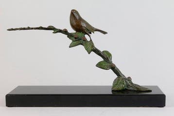 Irenee Rochard - Sculpture, Bird on a Branch - 23.3 cm -
