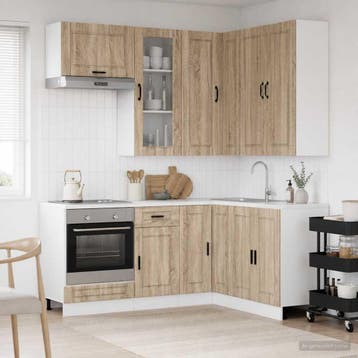 vidaXL Keukenblok PORTO 8 st Sonoma Eiken Bewerkt hout, Verzenden, Nieuw