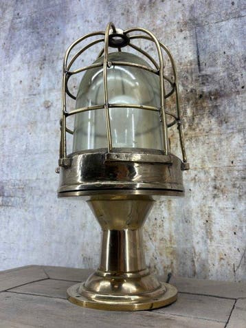 Ships lamp - gegoten aluminium, Messing, Brons, Glas