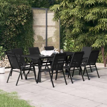 vidaXL 9-delige Tuinset zwart, Tuin en Terras, Verzenden, Nieuw, Tuinset