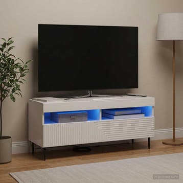 vidaXL LED tv-meubel Hoogglans Wit Bewerkt hout, Verzenden, Nieuw