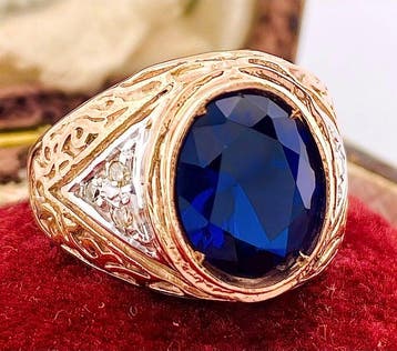 Zonder minimumprijs - Ring - 9 kt. Roségoud, Zilver Saffier, Nieuw