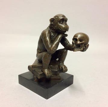 Statuette, Bronzen beeld - Het aapje van Darwin - 1,2 kg -