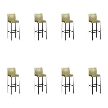 Set van 8 Leren barkrukken Break hoog - Vintage Olive, Ophalen of Verzenden