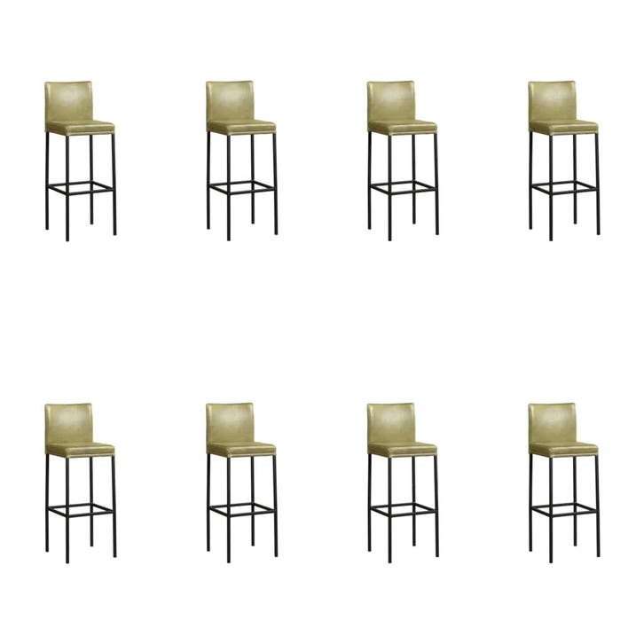 Set van 8 Leren barkrukken Break hoog - Vintage Olive, Maison & Meubles, Tabourets de bar, Enlèvement ou Envoi