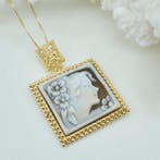 Zilver, Verguld - Ketting met hanger - Handgesneden camee