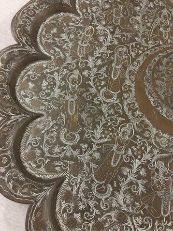 Groot Indisch messing dienblad (Ø 61 cm) - Messing - India -