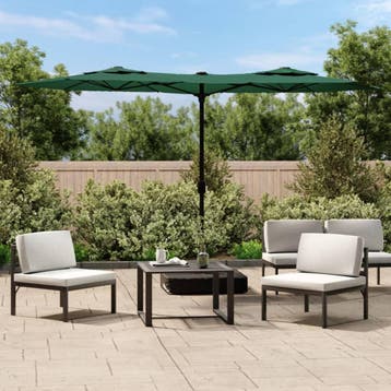 vidaXL Parasol dubbel dak 316x145 cm groen, Verzenden, Nieuw