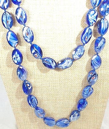 Blauw Murano-kristal - Symbool van geloof - Zeer lang - ZEER