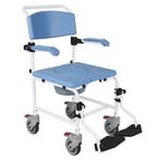Douchestoel en toiletstoel in 1 met 5 wielen blauw, Diversen, Ophalen of Verzenden, Nieuw