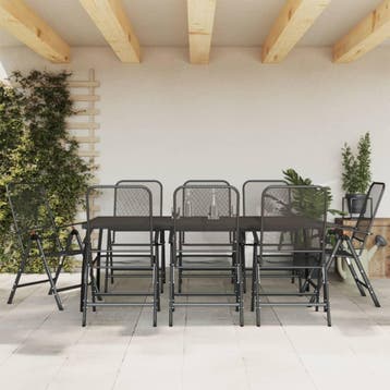 vidaXL 9-delige Tuinset metaalgaas antracietkleurig, Verzenden, Nieuw, Tuinset
