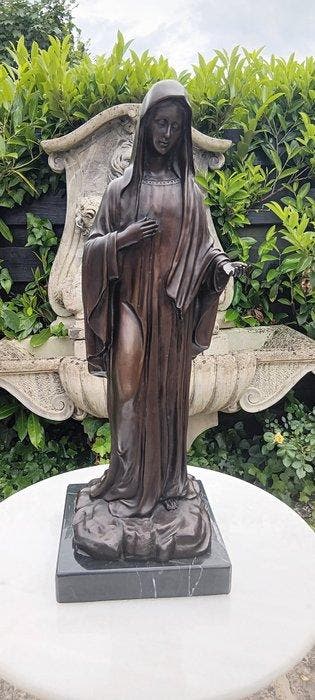 naar andreotti - Beeld, moeder maria geheel brons - 58 cm -, Antiek en Kunst