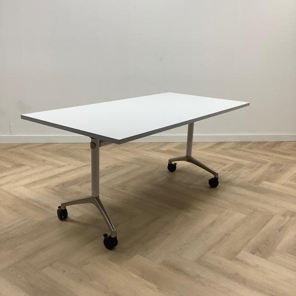 verrijdbare klaptafel, 160x80 vm, grijs - metaalkleur, Maison & Meubles, Pièces pour table
