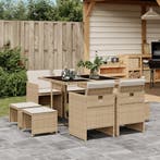 vidaXL 9-delige Tuinset met kussens poly rattan beige, Verzenden, Nieuw, Tuinset