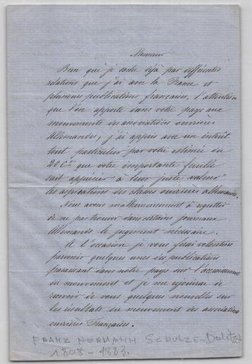 Hermann Schulze-Delitzsch - Lettre signée à Casimir, Nieuw