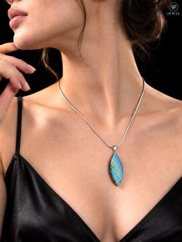 Blauwe Flash labradoriet Ketting - 925 Sterling Zilver -