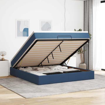 vidaXL Ottoman bed met matras 160x200cm stof blauw, Verzenden