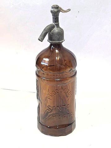Bouteille - ancien siphon couleur chocolat, Antiquités & Art