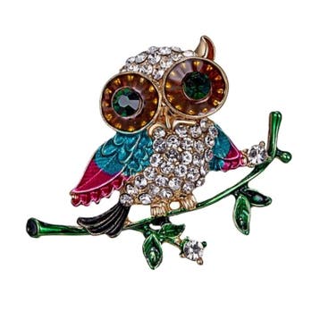 Fako Bijoux - Broche - Uil Op Tak - Kristal - 40x33mm -, Verzenden, Nieuw