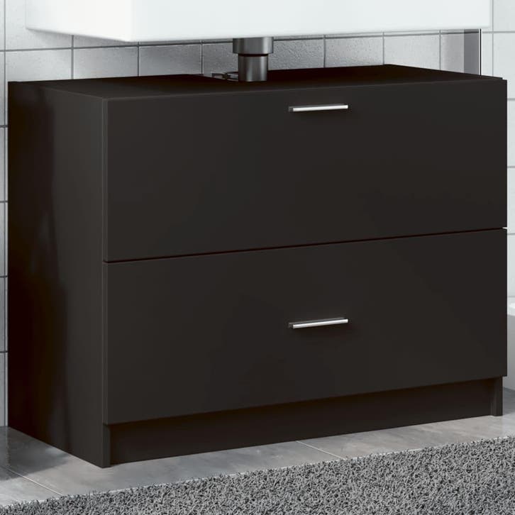 vidaXL Wastafelkast 78x37x59 cm bewerkt hout zwart, Maison & Meubles, Salle de bain | Meubles de Salle de bain, Envoi