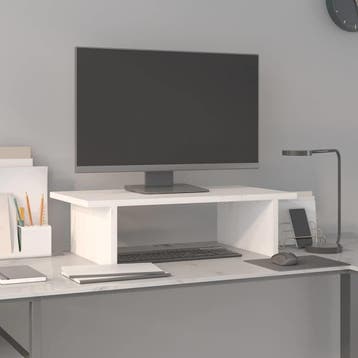 vidaXL Monitorstandaard 50x27x15 cm massief grenenhout wit, Computers en Software, Verzenden, Nieuw