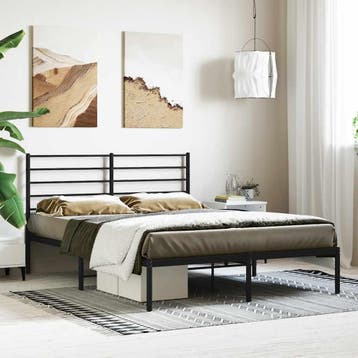 vidaXL Bedframe met hoofdbord metaal zwart 160x200 cm, Verzenden