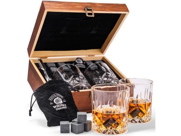 Veiling - Whisky set 8 Koelstenen en 2 Whiskey Glazen, Tickets & Billets, Réductions & Chèques cadeaux
