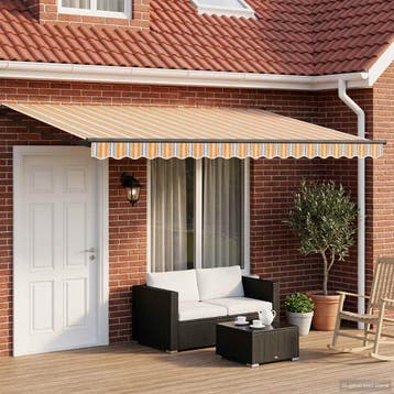 vidaXL Handbediende luifel met LEDs Blauw, Oranje,, Verzenden