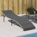 vidaXL Ligbed met kussen 55x199x50 cm poly rattan lichtgrijs, Verzenden, Nieuw
