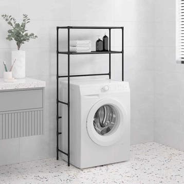 vidaXL Wasmachinerek 2-laags 69x28x143 cm ijzer zwart, Verzenden