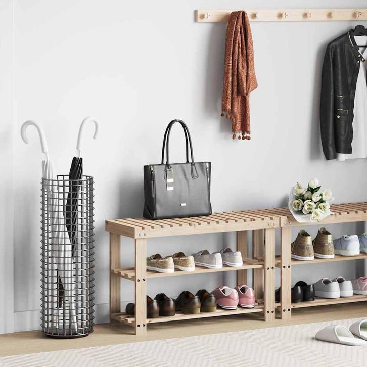 vidaXL Schoenenrek met bankje 2-in-1 massief vurenhout, Huis en Inrichting, Kasten | Schoenenkasten, Nieuw, Verzenden