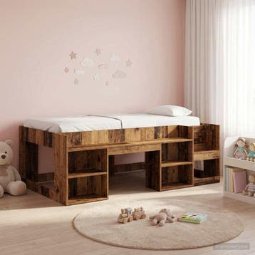 vidaXL Kinderbedframe met opbergruimte Oud hout 90 x 190 cm, Verzenden, Nieuw