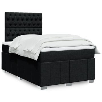 vidaXL Boxspring met matras stof zwart 120x200 cm, Verzenden